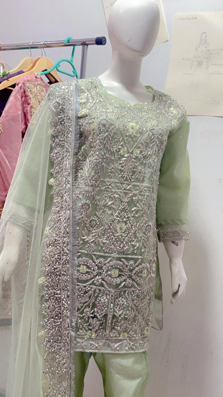 Mint Green Heavy Embroidery Closeup